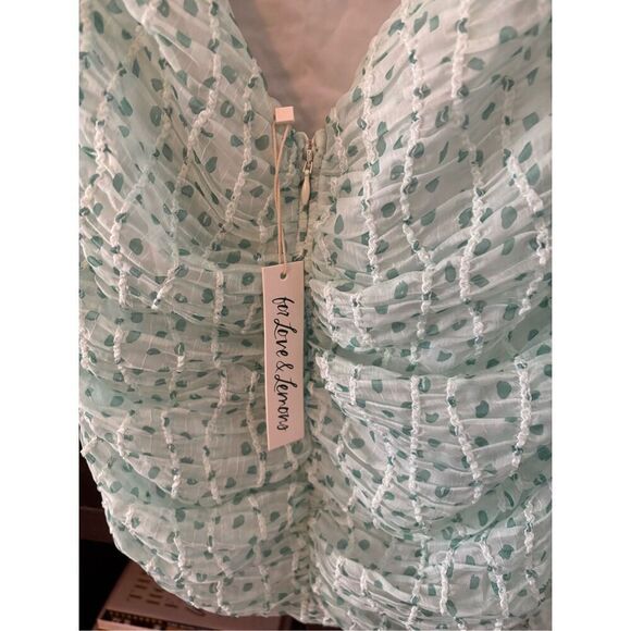 NWT For Love & Lemons Drea Mini Dress In Green Size Medium - Picture 7 of 8